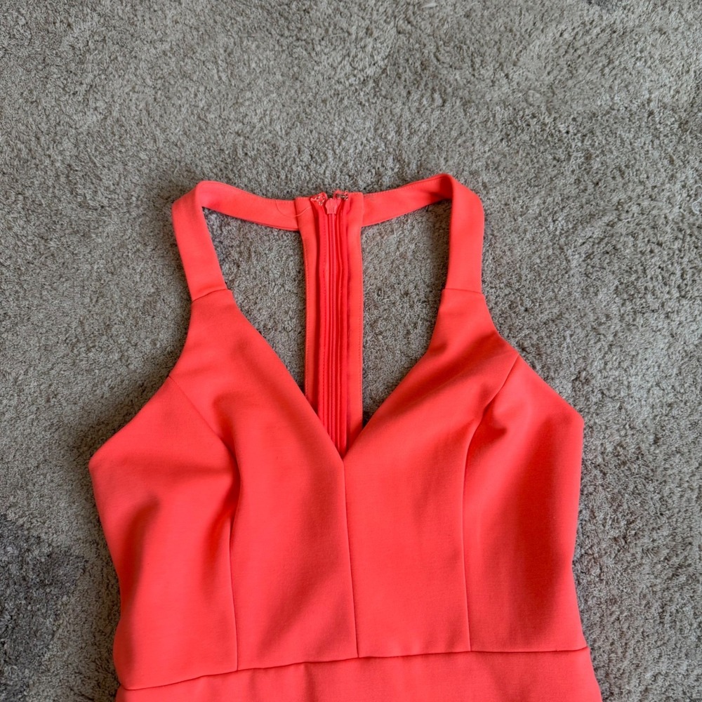 Lulus Coral Orange T-Back Bodycon Midi Dress RH13430LULU NWT Size Small - Picture 3 of 7